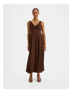 Montague Cowl Neck Dress in Chocolate