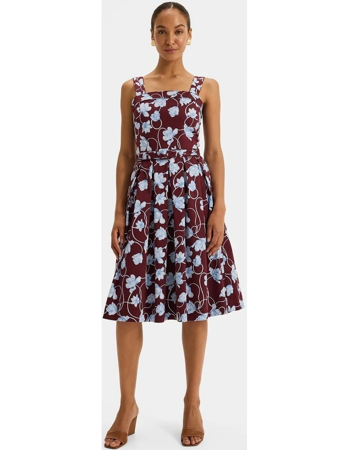 Daphne Floral Sun Dress in Bordeaux image 1