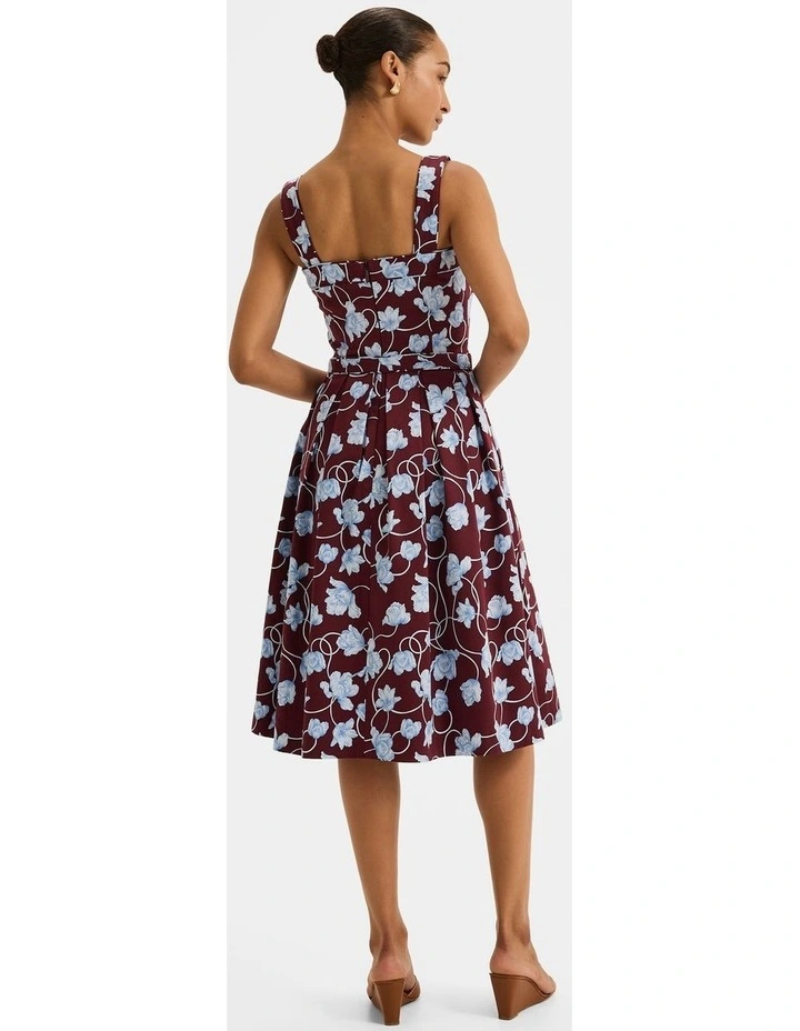 Daphne Floral Sun Dress in Bordeaux image 2