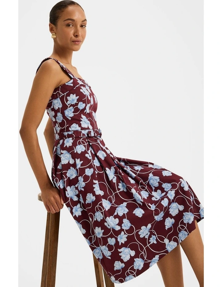 Daphne Floral Sun Dress in Bordeaux image 5