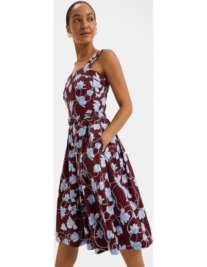 Daphne Floral Sun Dress in Bordeaux image 6