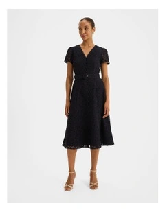 Isadora Lace Shirt Dress in Ink