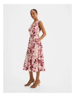 Edie Floral Midi Dress in Pink