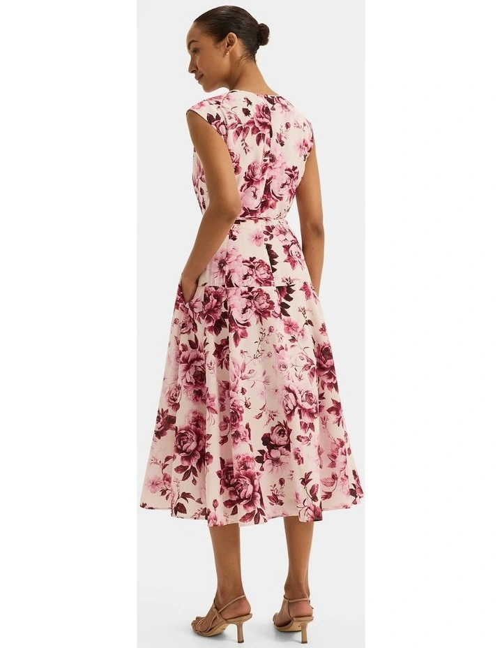 Edie Floral Midi Dress in Pink image 2