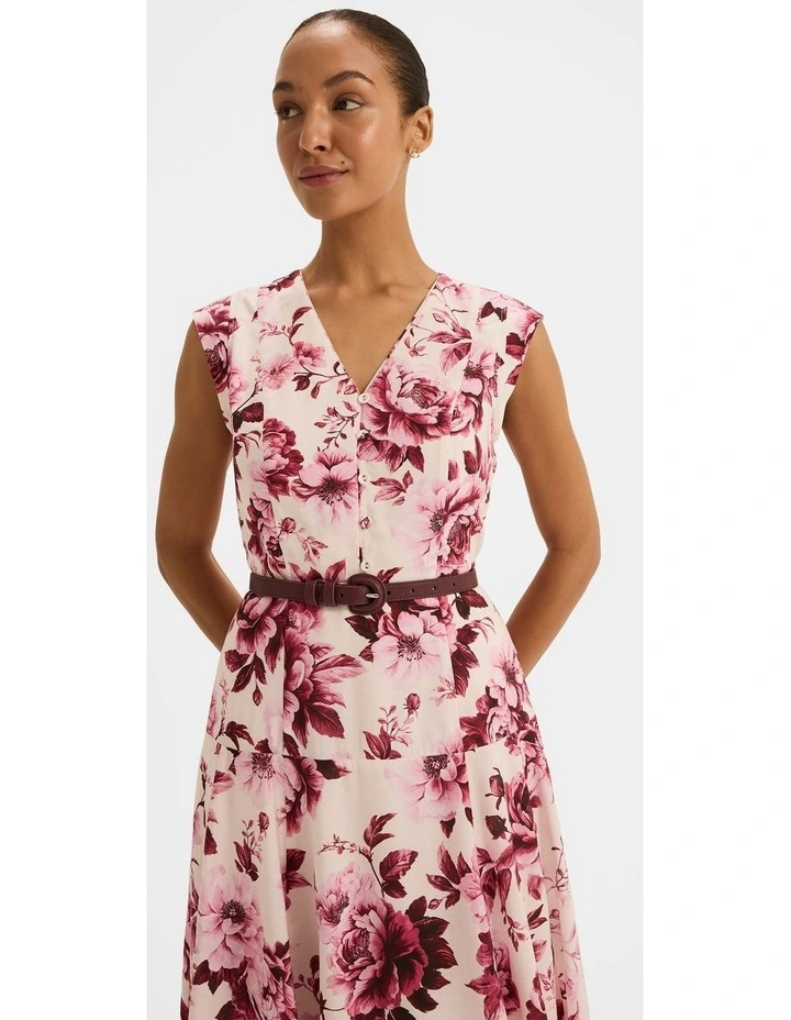 Edie Floral Midi Dress in Pink image 5
