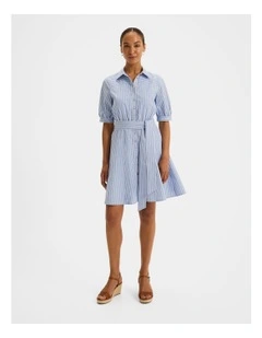 Ivy Mini Shirt Dress in Blue Stripe