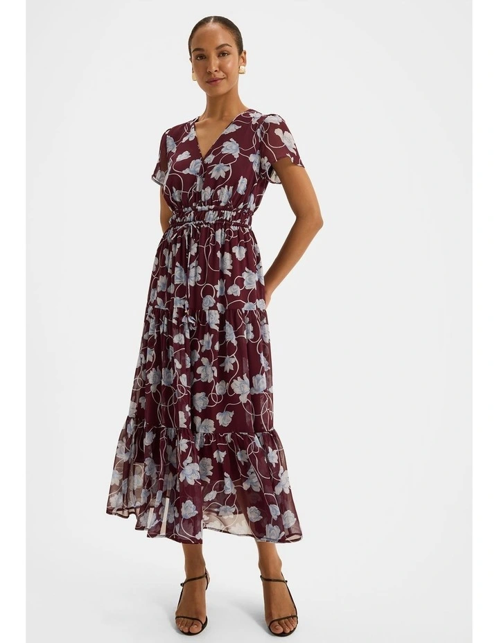 Daphne Floral Maxi Dress in Bordeaux image 1
