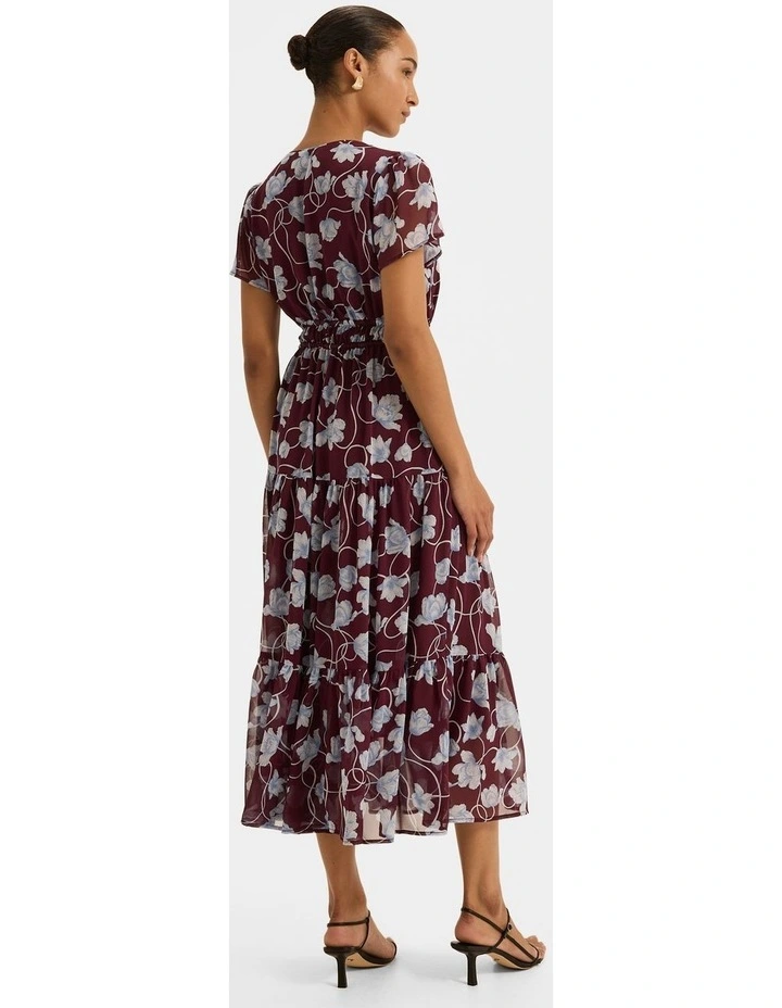 Daphne Floral Maxi Dress in Bordeaux image 2