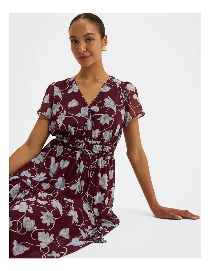 Daphne Floral Maxi Dress in Bordeaux image 5