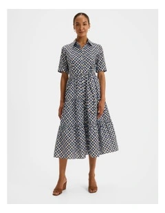 Checkers Shirt Dress in Blue