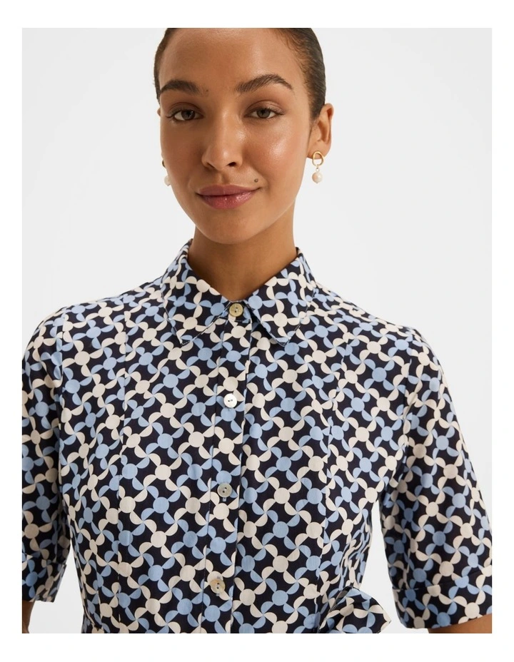 Checkers Shirt Dress in Blue image 3