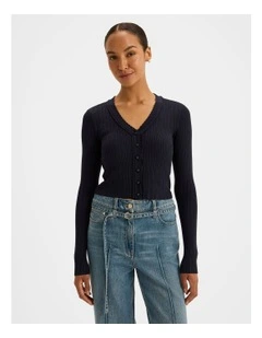 Caitlyn Crop Cardigan in Ink