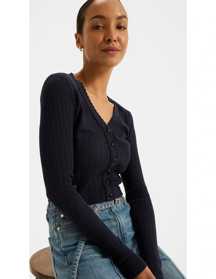 Caitlyn Crop Cardigan in Ink image 3