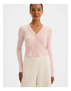 Caitlyn Crop Cardigan in Soft Pink