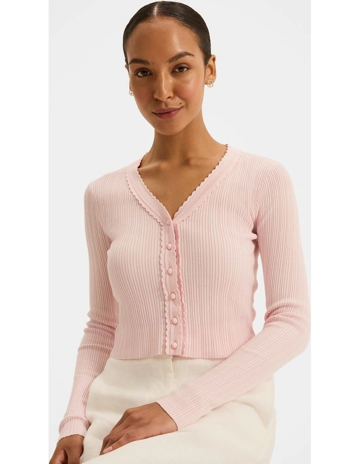 Caitlyn Crop Cardigan in Soft Pink image 3