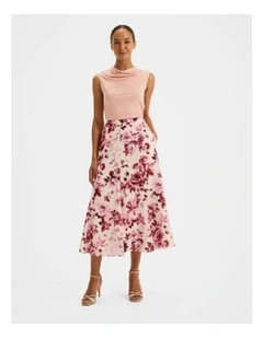Edie Floral Midi Skirt in Pink