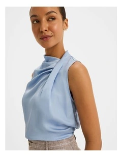 Maeve Twist Neck Blouse in Blue