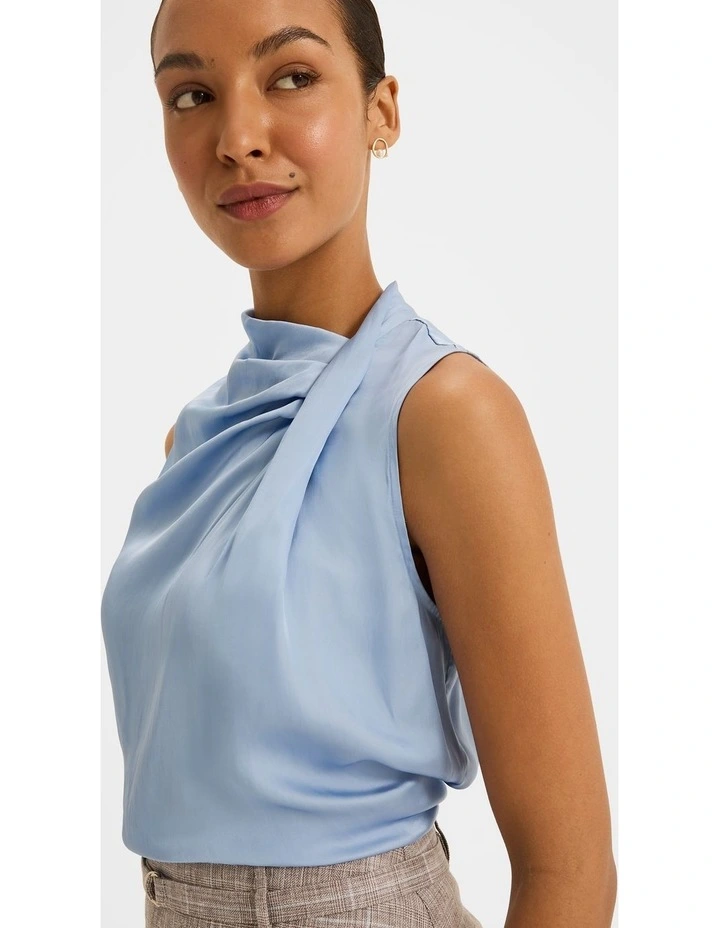 Maeve Twist Neck Blouse in Blue image 1