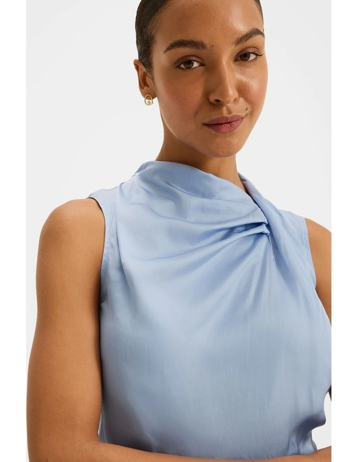 Maeve Twist Neck Blouse in Blue image 3