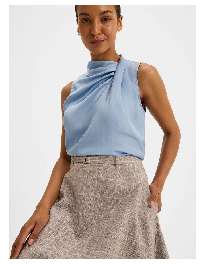 Maeve Twist Neck Blouse in Blue image 4