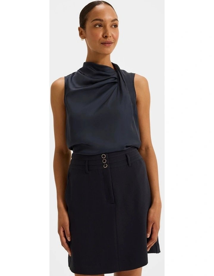 Maeve Twist Neck Blouse in Ink image 1