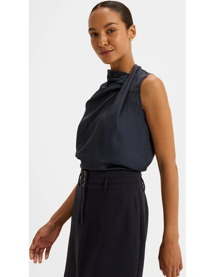 Maeve Twist Neck Blouse in Ink image 5