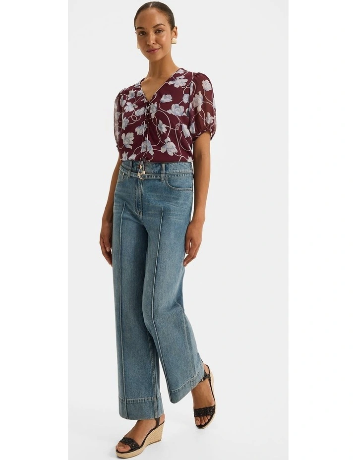 Daphne Floral Blouse in Bordeaux image 6