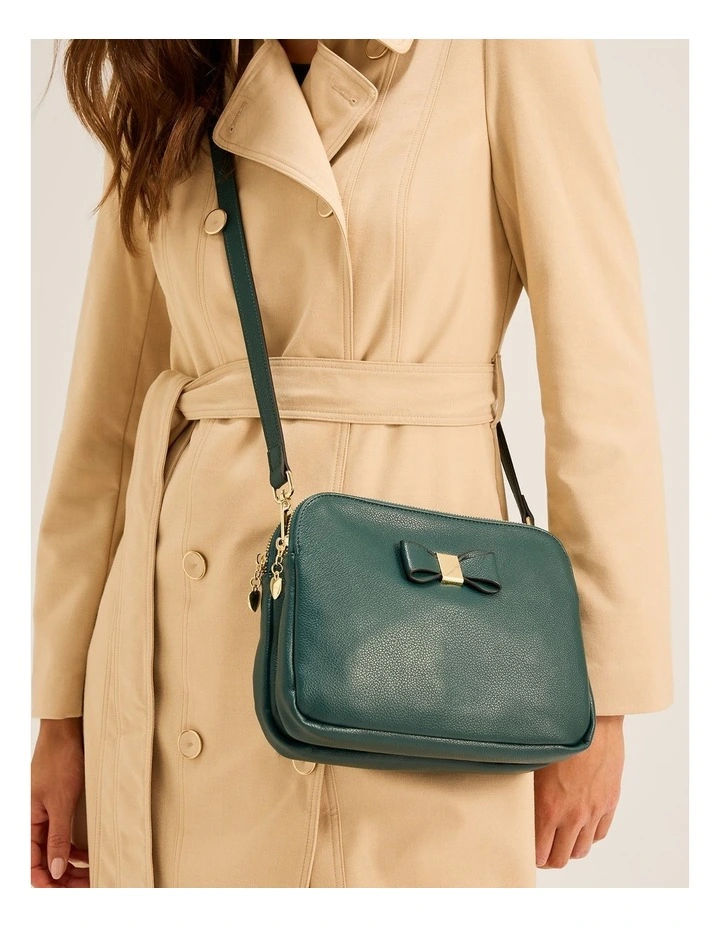 Bow Cross Body Bag in Dark Emerald image 6