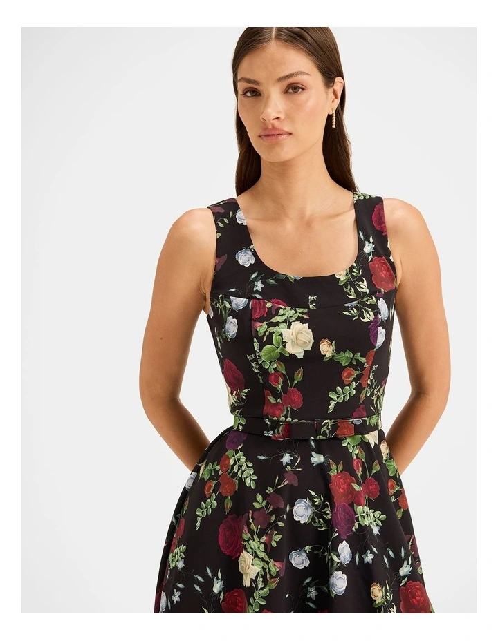 Soiree Midi Dress in Black image 3