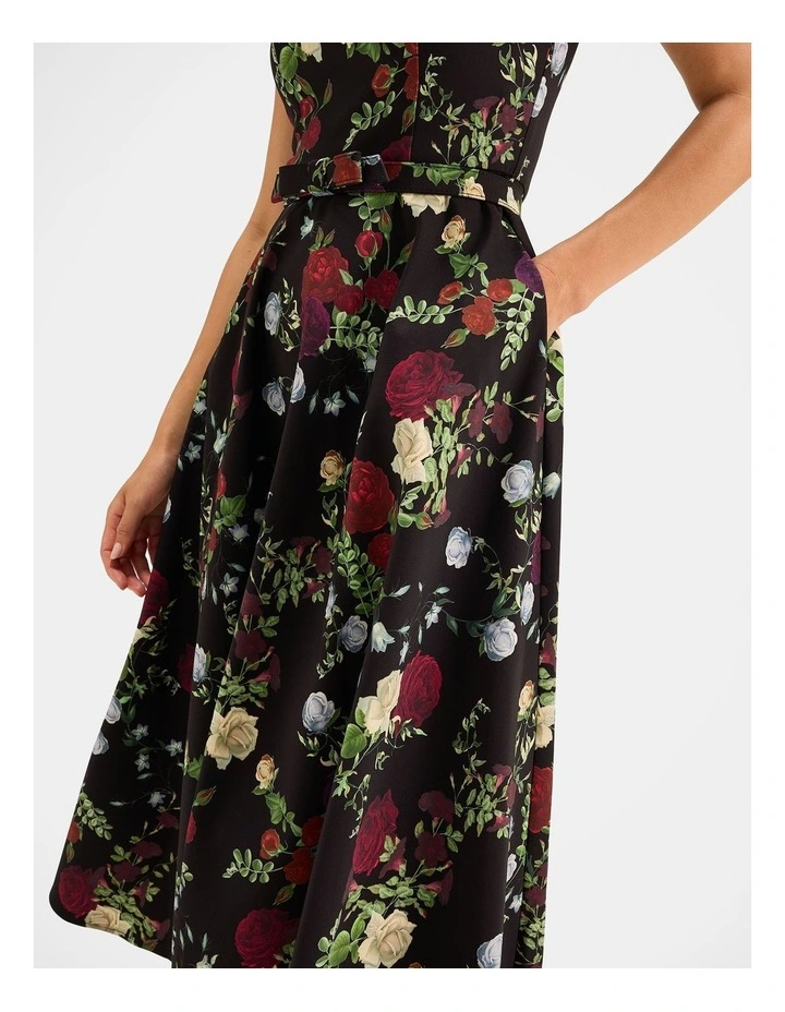 Soiree Midi Dress in Black image 5