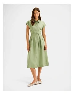 Marine Shirt Dress in Spring Green