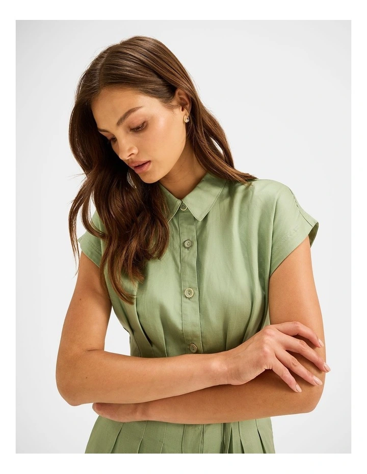 Marine Shirt Dress in Spring Green image 3