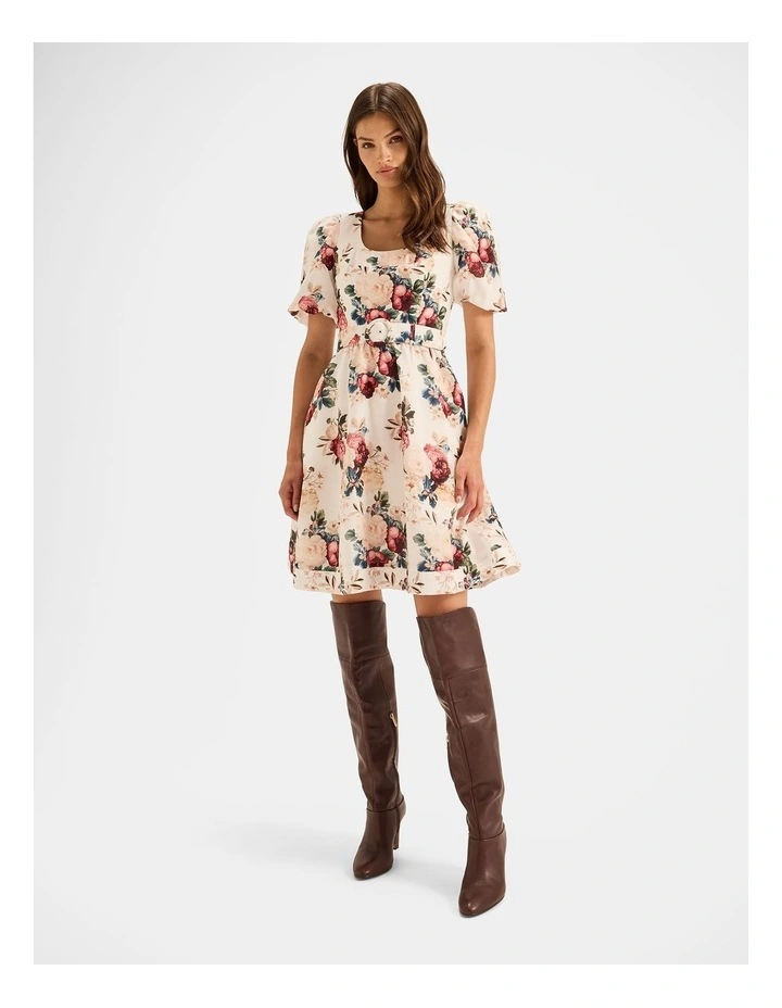 Winter Garden Mini Dress in Ivory image 1