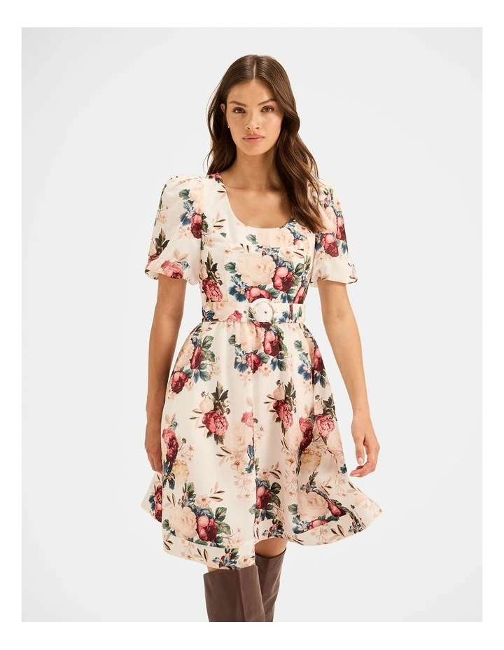 Winter Garden Mini Dress in Ivory image 5