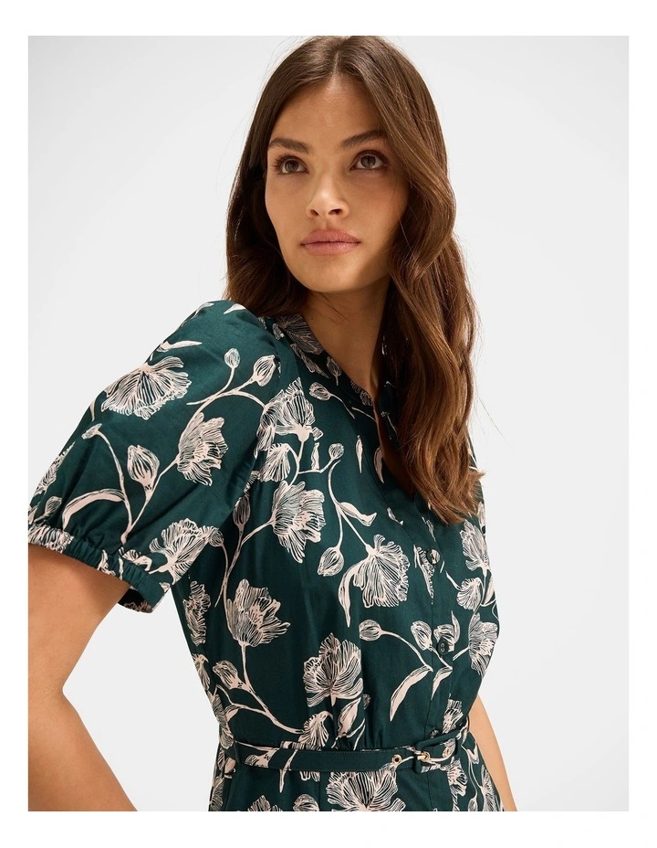 Vinta Floral Shirt Dress in Dark Emerald image 3