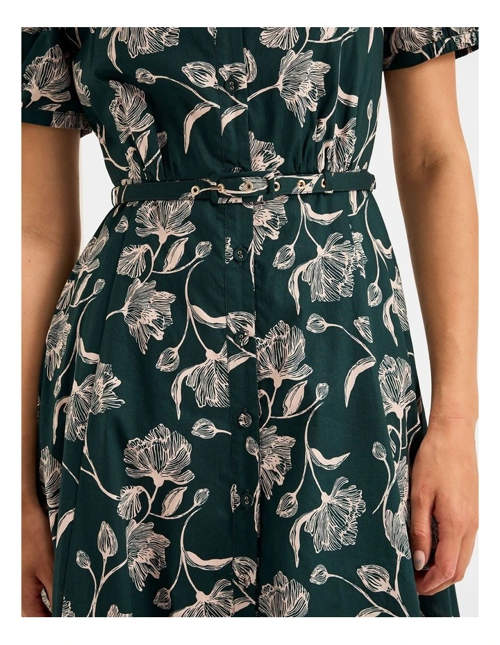Vinta Floral Shirt Dress in Dark Emerald image 4