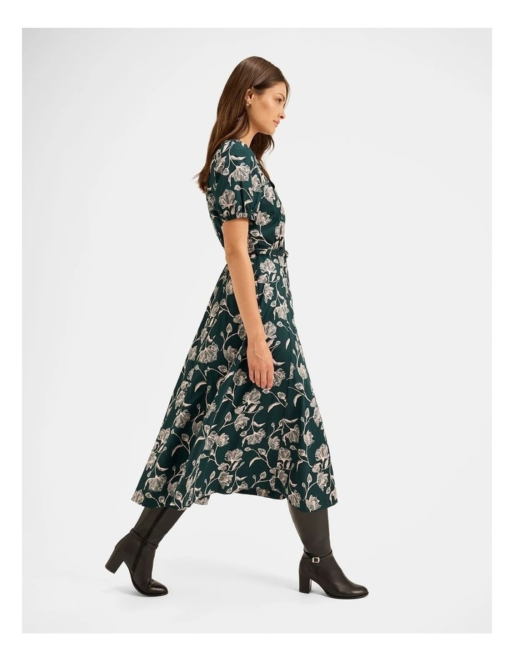 Vinta Floral Shirt Dress in Dark Emerald image 6