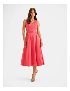 Leah Midi Dress in Pink Grapefruit