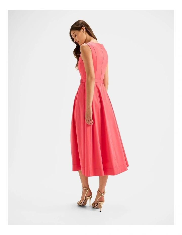 Leah Midi Dress in Pink Grapefruit image 2