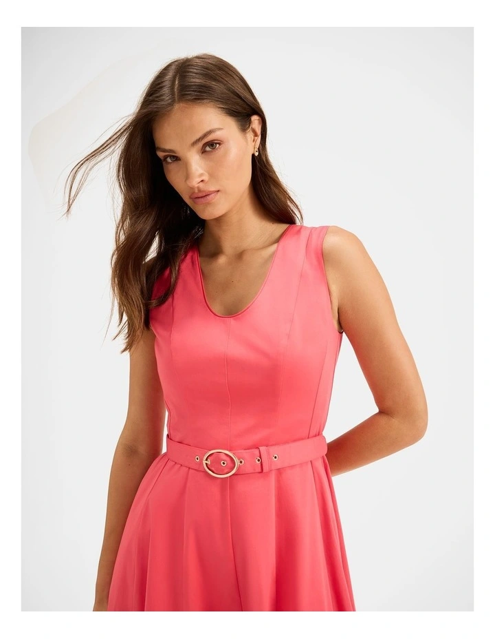 Leah Midi Dress in Pink Grapefruit image 3