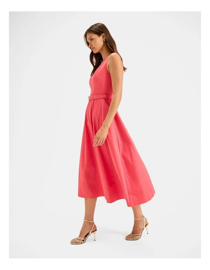 Leah Midi Dress in Pink Grapefruit image 5