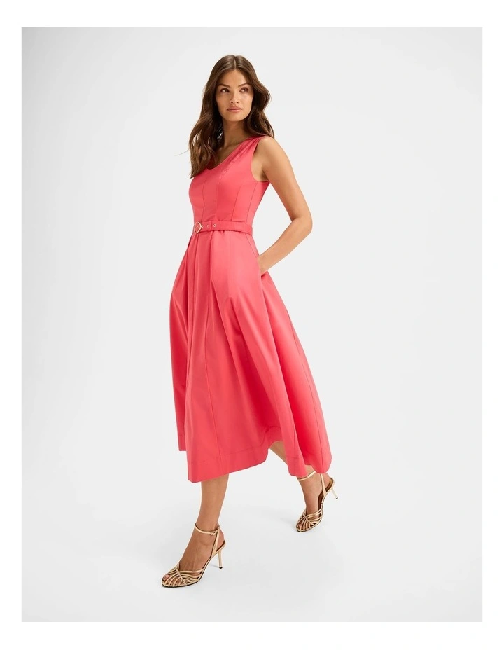 Leah Midi Dress in Pink Grapefruit image 6
