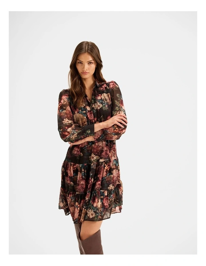 Garden Noir Mini Dress in Black image 3