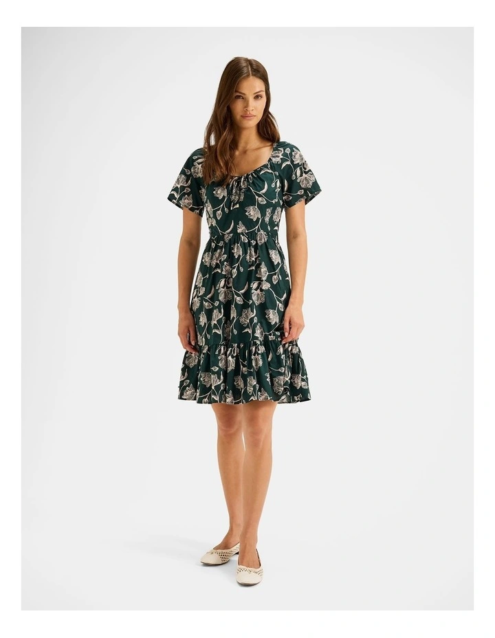 Vinta Floral Mini Dress in Dark Emerald image 1