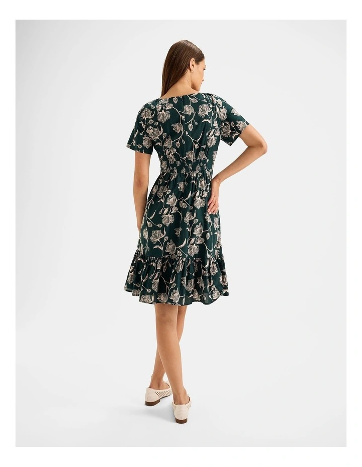 Vinta Floral Mini Dress in Dark Emerald image 2