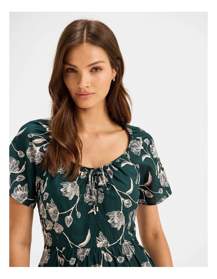Vinta Floral Mini Dress in Dark Emerald image 3