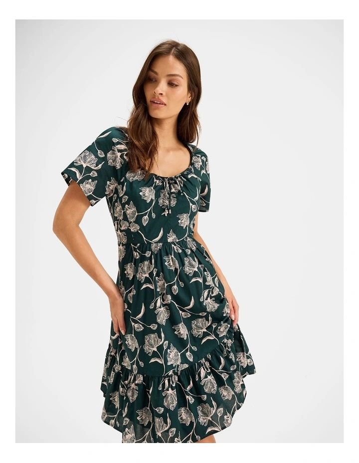 Vinta Floral Mini Dress in Dark Emerald image 5