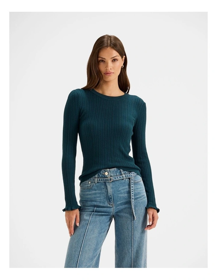 Clementine Knit Top in Dark Emerald image 1