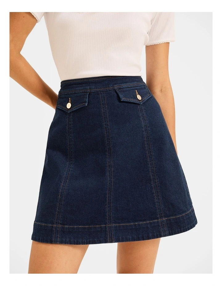 Isla Denim Mini Skirt in Deep Ocean Blue image 3
