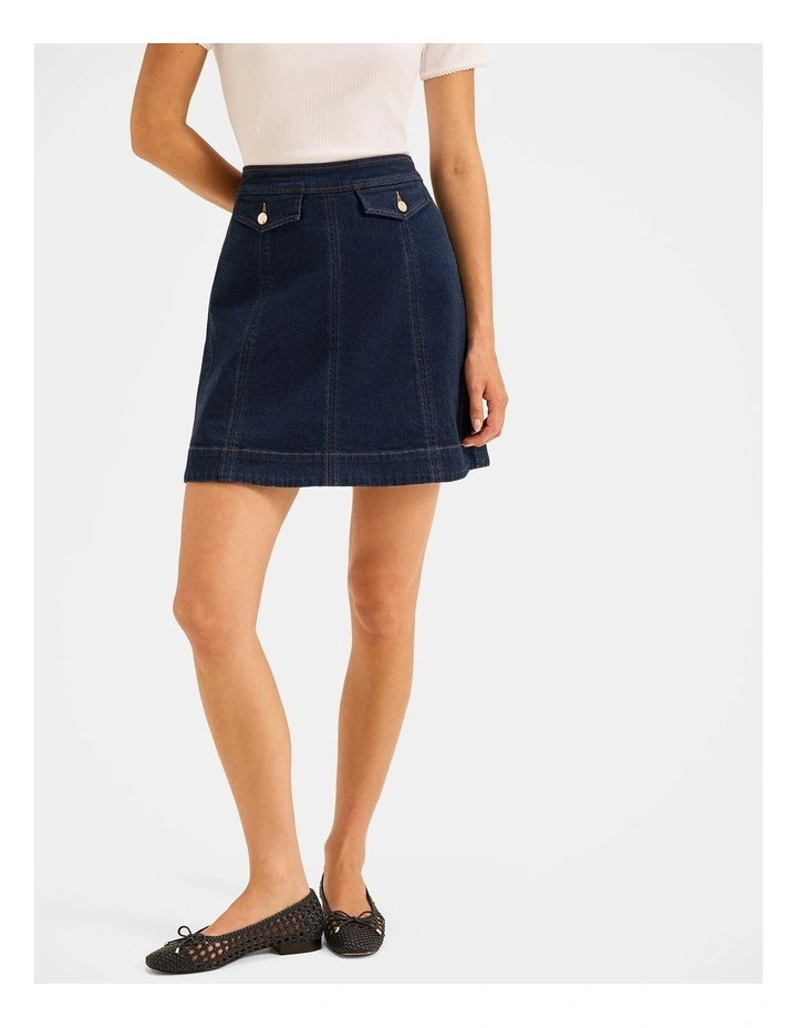 Isla Denim Mini Skirt in Deep Ocean Blue image 6